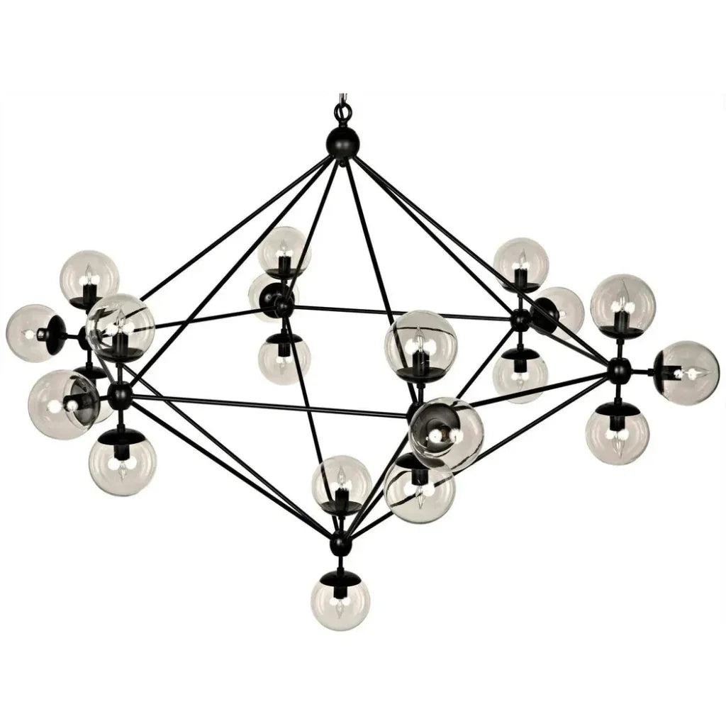 Pluto Black Iron Glass Chandelier