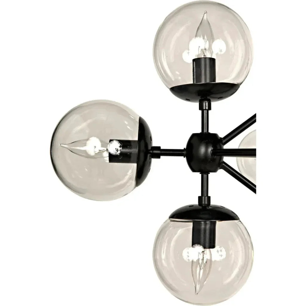 Pluto Black Iron Glass Chandelier