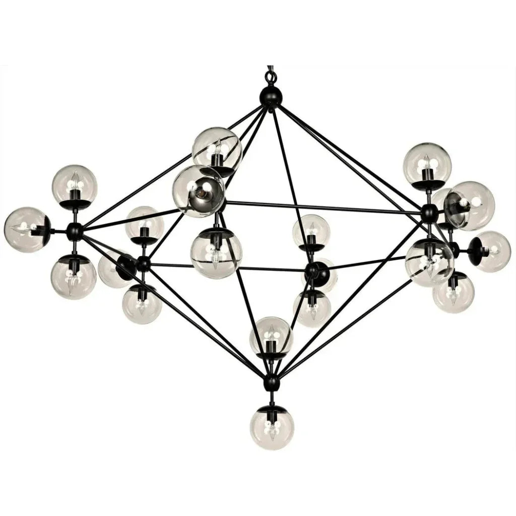 Pluto Black Iron Glass Chandelier