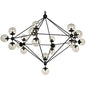 Pluto Black Iron Glass Chandelier