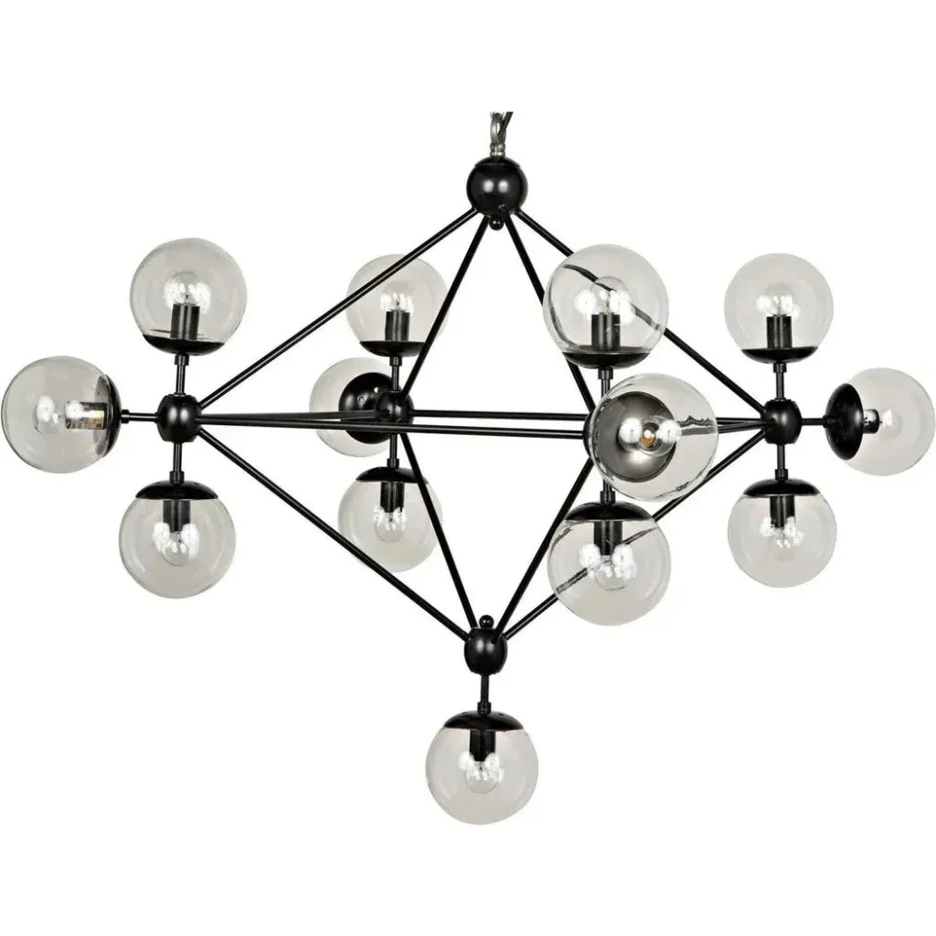 Pluto Black Iron Glass Chandelier