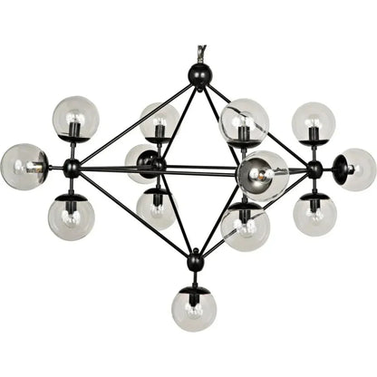 Pluto Black Iron Glass Chandelier