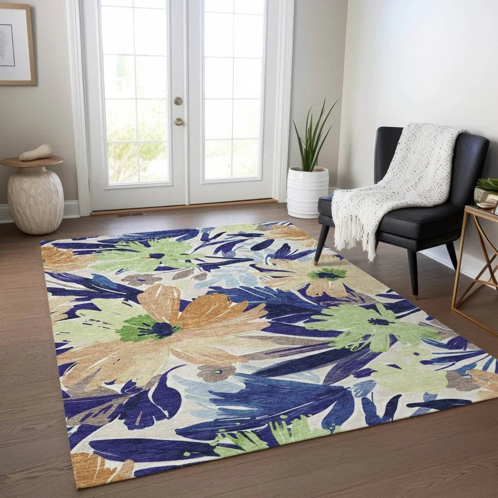 Plyven Blue Washable Indoor - Outdoor Rug - LOOMLAN - LOOMLAN Rugs - Outdoor Rugs