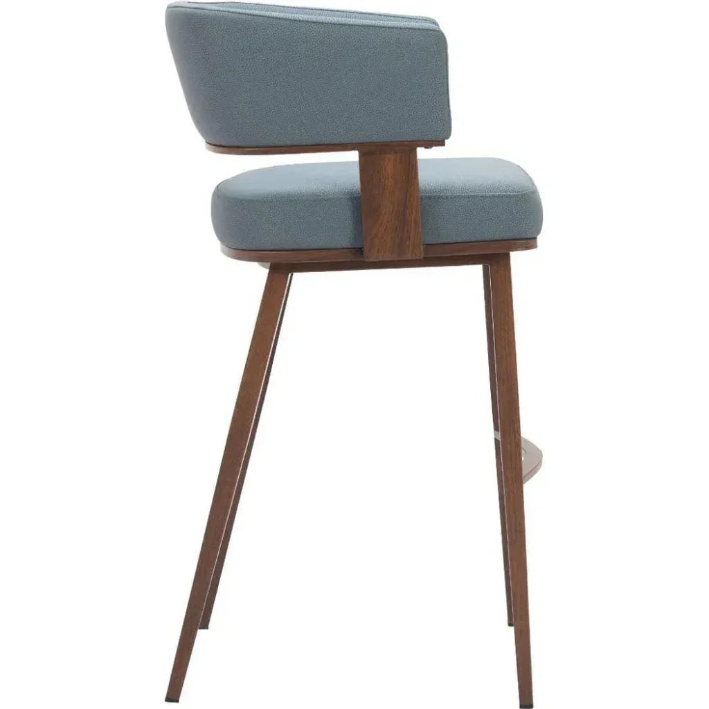 Poise Wood and Steel Blue Barstool 2PC - LOOMLAN - Zuo Modern - Bar Stools