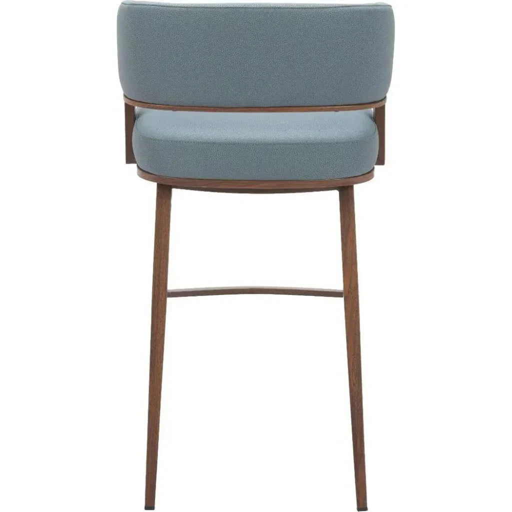 Poise Wood and Steel Blue Barstool 2PC - LOOMLAN - Zuo Modern - Bar Stools