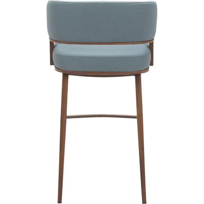 Poise Wood and Steel Blue Barstool 2PC - LOOMLAN - Zuo Modern - Bar Stools