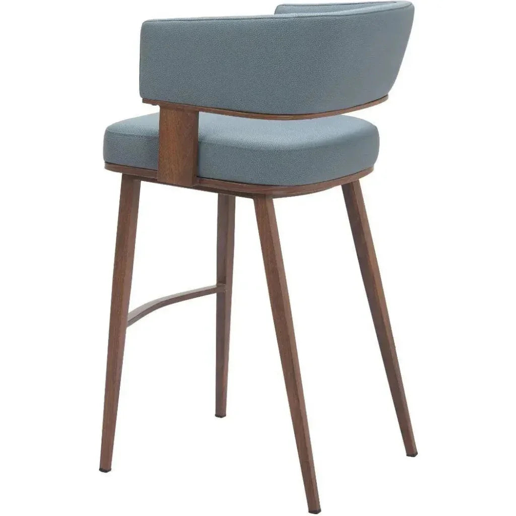 Poise Wood and Steel Blue Barstool 2PC - LOOMLAN - Zuo Modern - Bar Stools