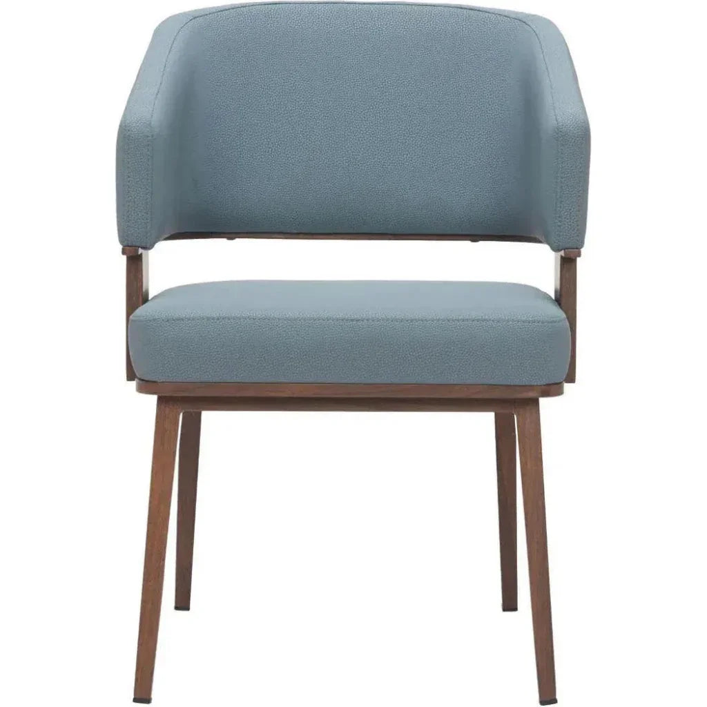 Poise Wood & Steel Blue Dining Arm Chair 2PC - LOOMLAN - Zuo Modern - Dining Chairs