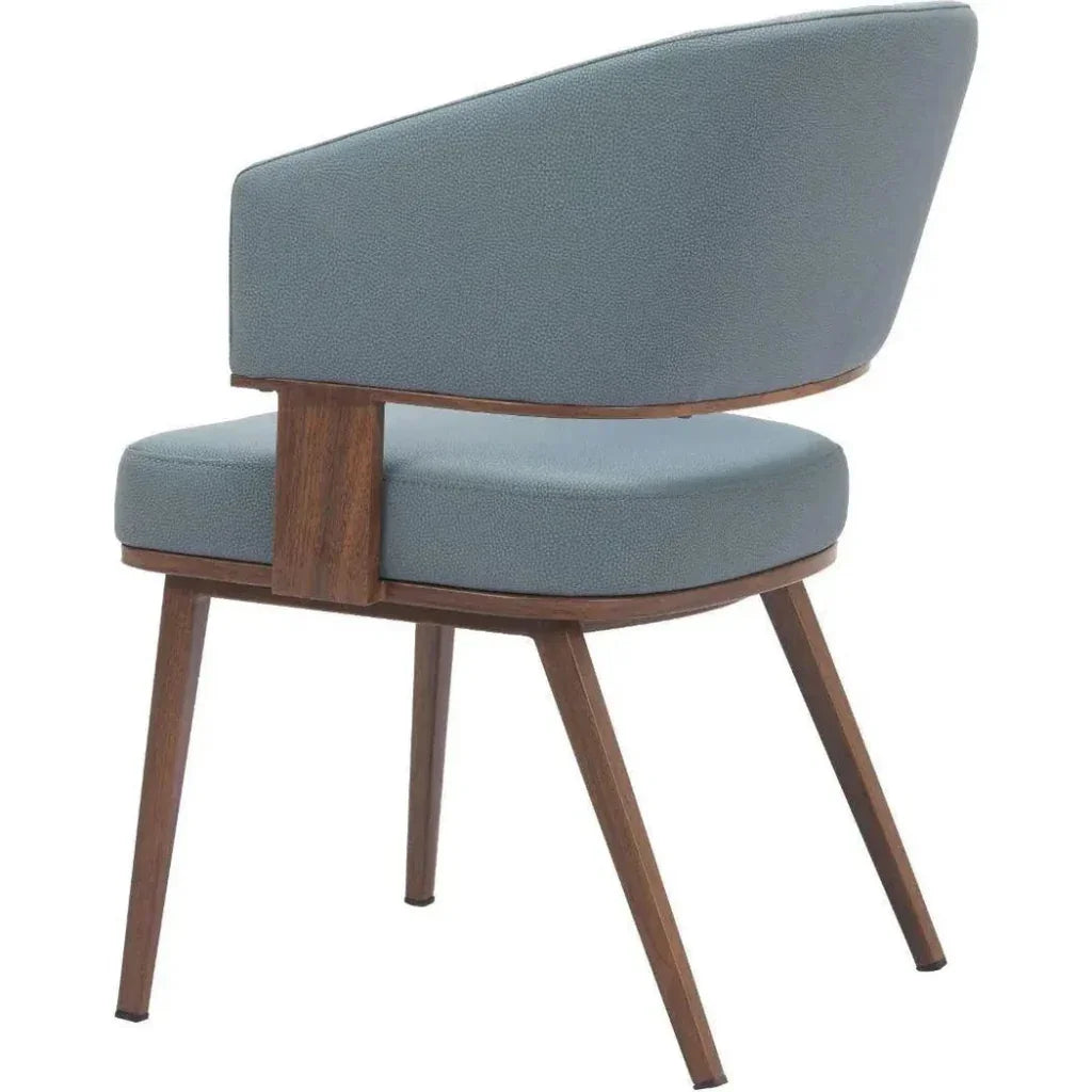 Poise Wood & Steel Blue Dining Arm Chair 2PC - LOOMLAN - Zuo Modern - Dining Chairs