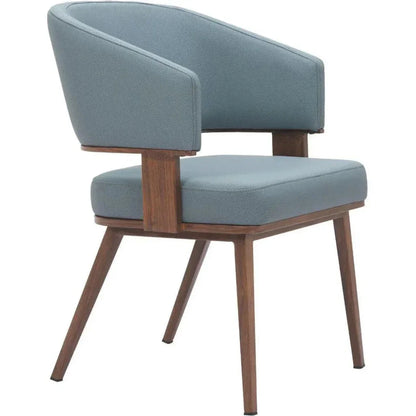 Poise Wood & Steel Blue Dining Arm Chair 2PC - LOOMLAN - Zuo Modern - Dining Chairs