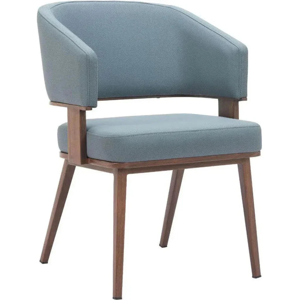 Poise Wood & Steel Blue Dining Arm Chair 2PC - LOOMLAN - Zuo Modern - Dining Chairs