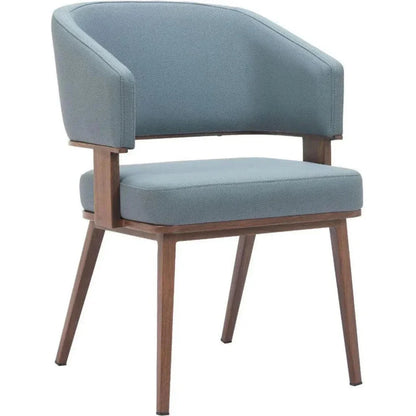 Poise Wood & Steel Blue Dining Arm Chair 2PC - LOOMLAN - Zuo Modern - Dining Chairs