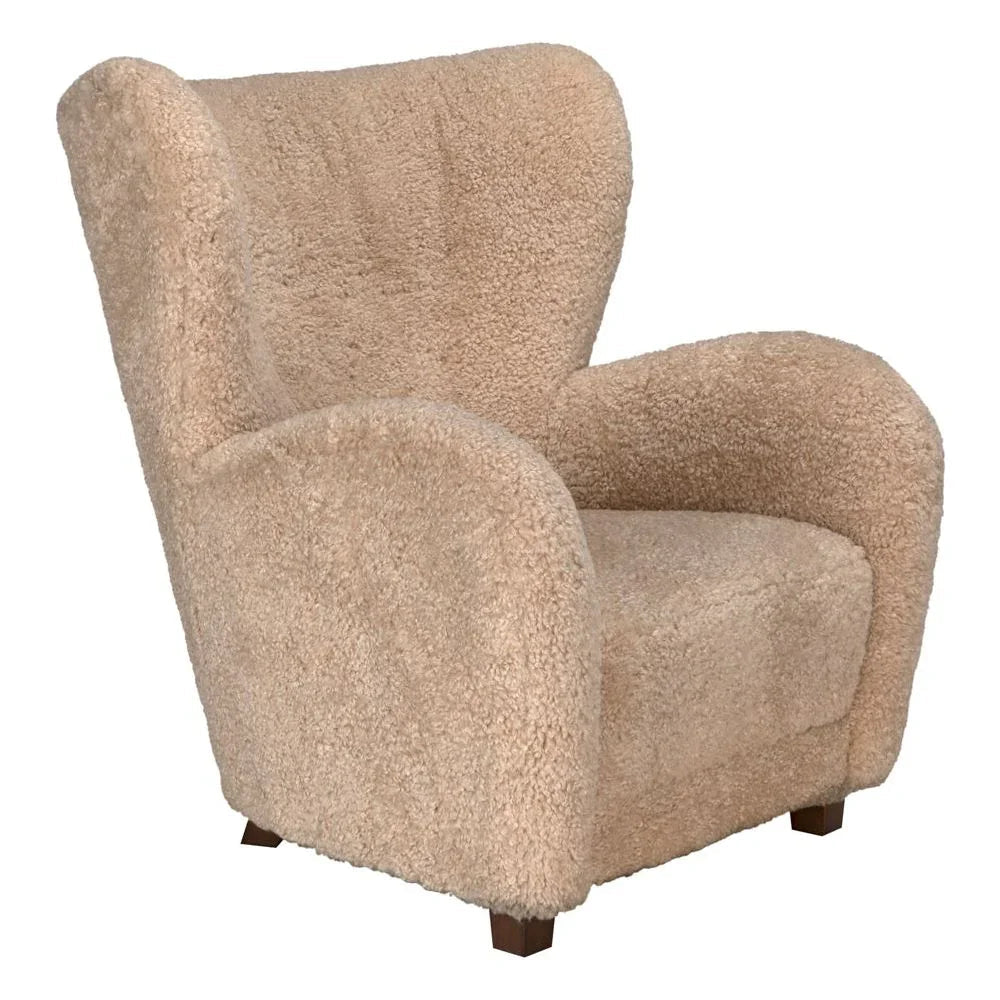 Pola Teddy Fleece Camel Chair - LOOMLAN - Noir - Club Chairs