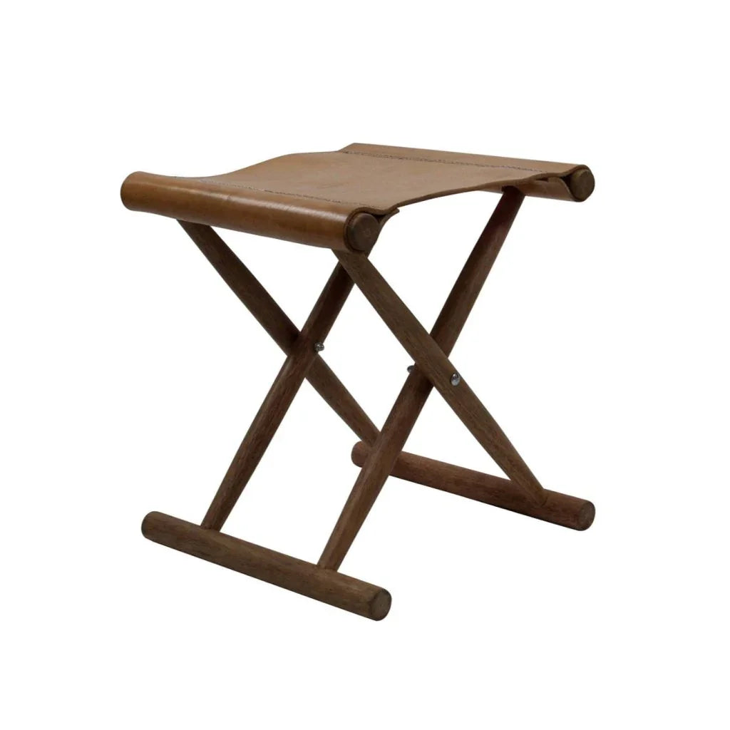 Polo X Shape Leather Stool - LOOMLAN - Peninsula Home - Poufs and Stools