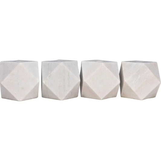 Polyhedron Decorative Marble Candleholder 4Pc
