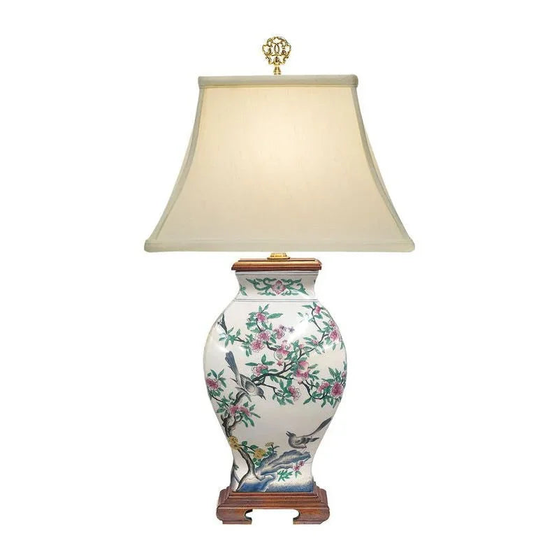 Pom 'n Bird Hand Painted Porcelain Table Lamp - LOOMLAN - Wildwood - Table Lamps