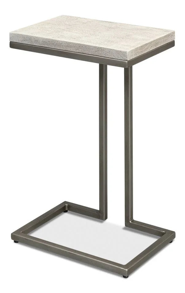 Ponie Iron Framed Rectangular End Table - LOOMLAN - Sarreid - Side Tables