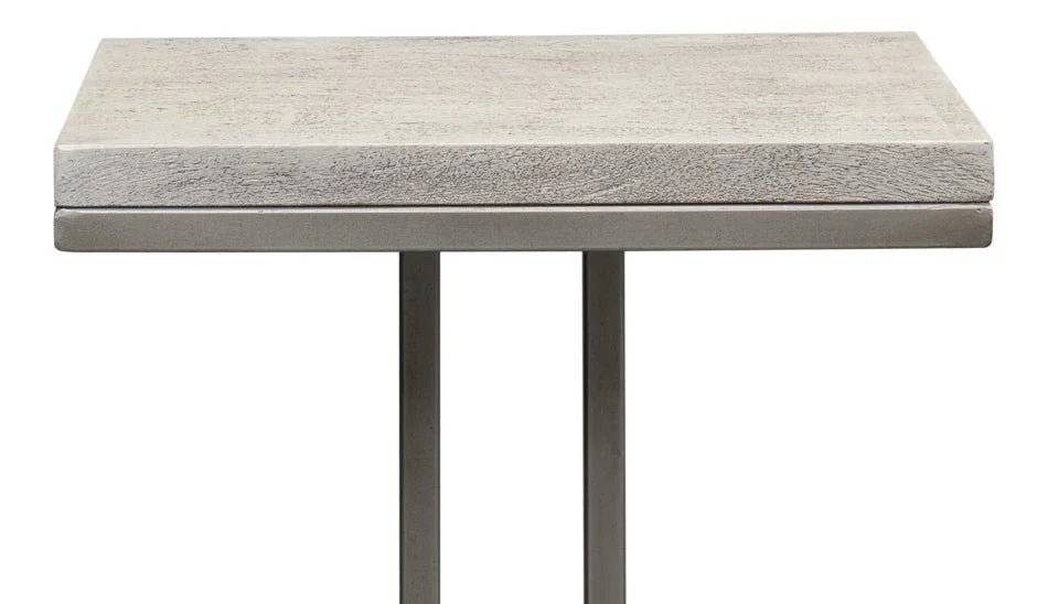 Ponie Iron Framed Rectangular End Table - LOOMLAN - Sarreid - Side Tables