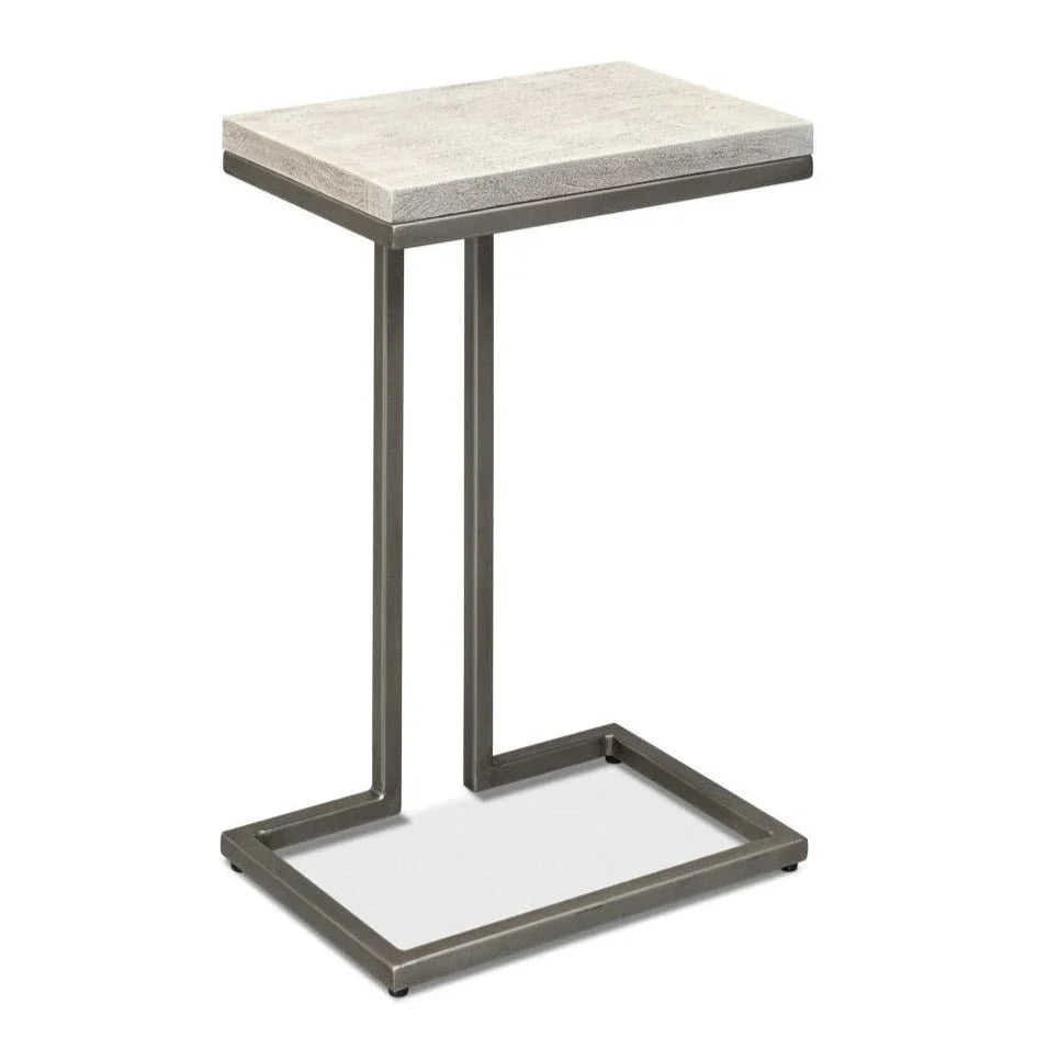 Ponie Iron Framed Rectangular End Table - LOOMLAN - Sarreid - Side Tables