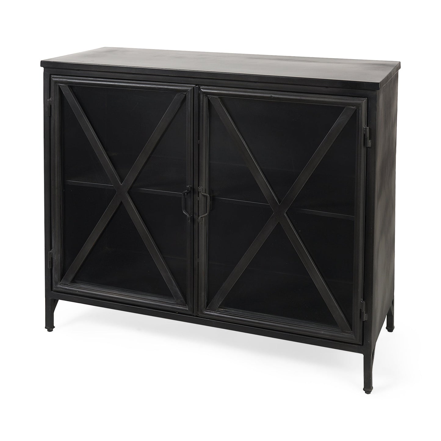 Poppy Glass Door Black Accent Cabinet