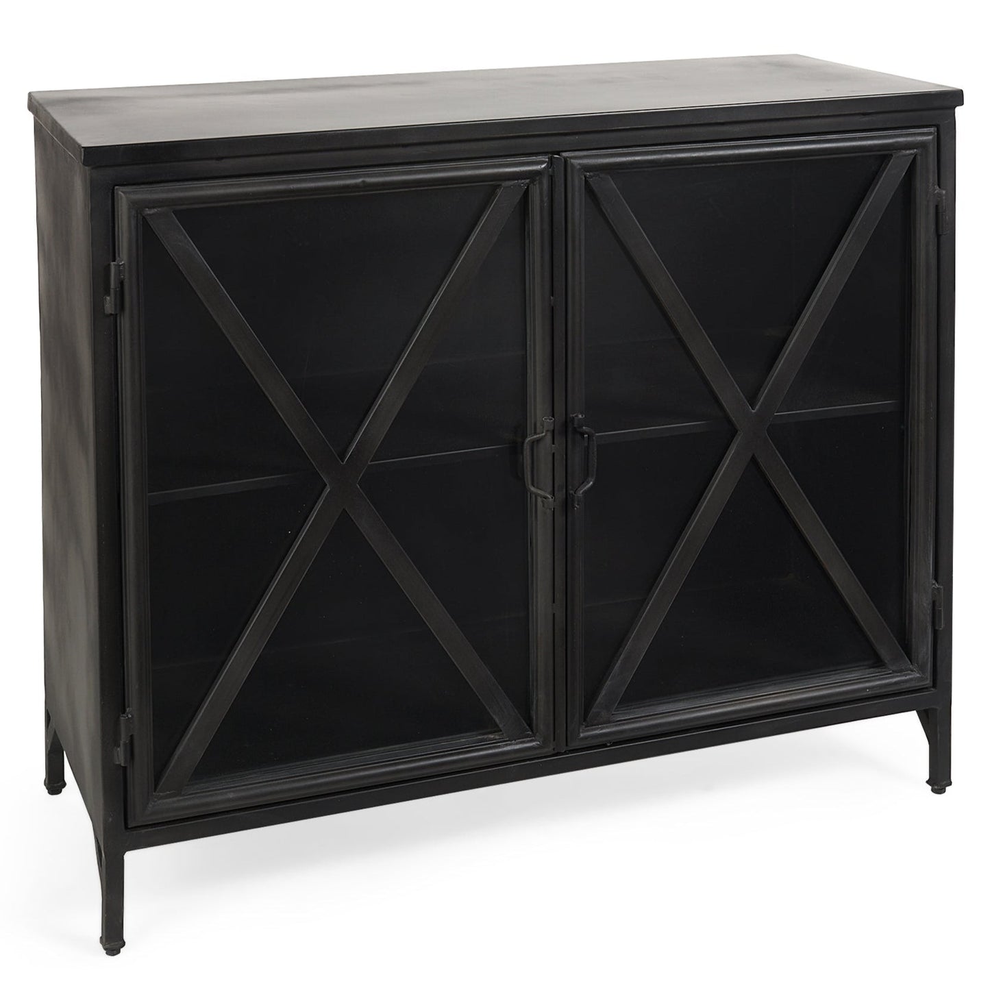 Poppy Glass Door Black Accent Cabinet