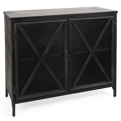 Poppy Glass Door Black Accent Cabinet