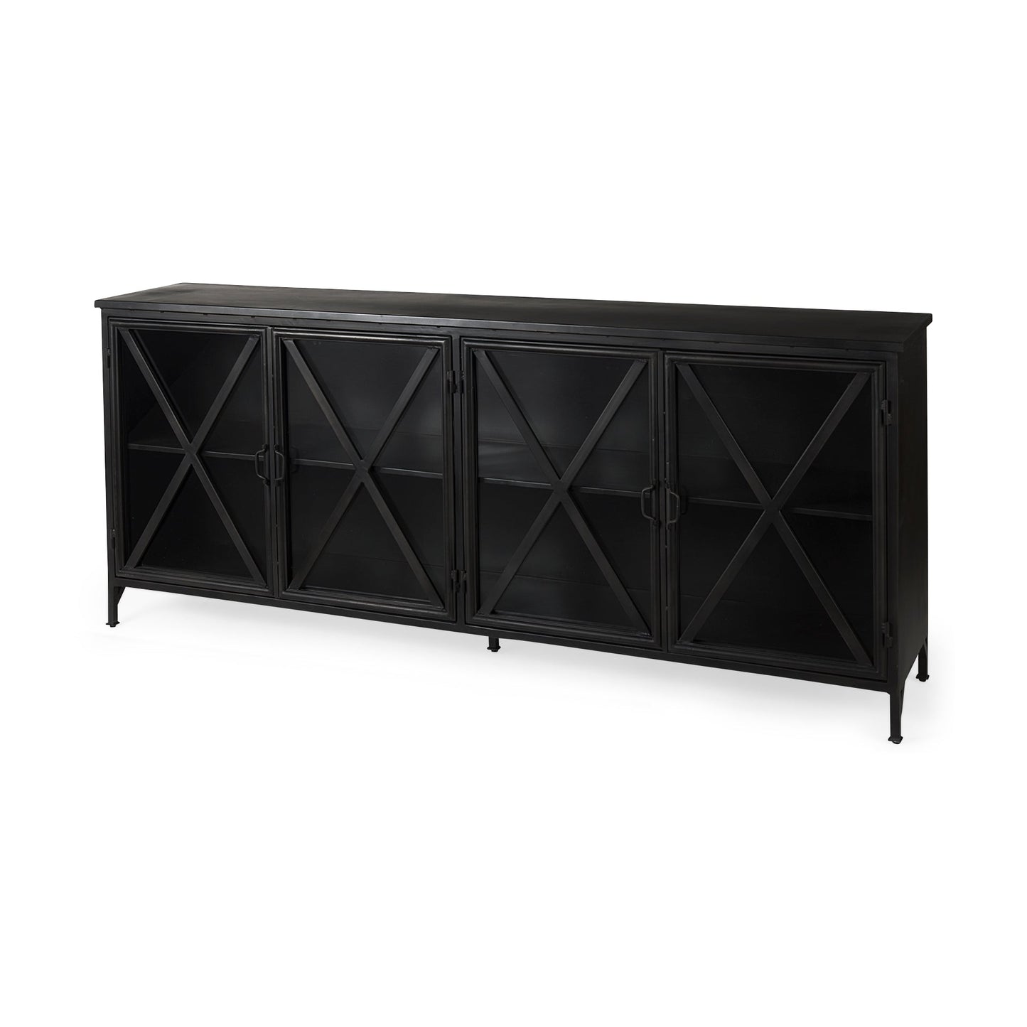 Poppy Glass Door Black Sideboard