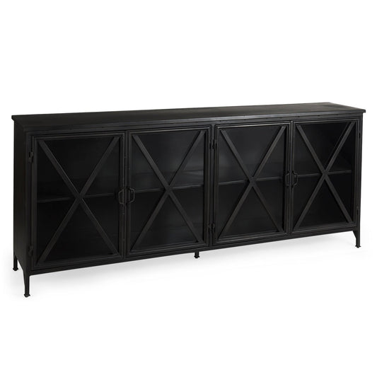 Poppy Glass Door Black Sideboard