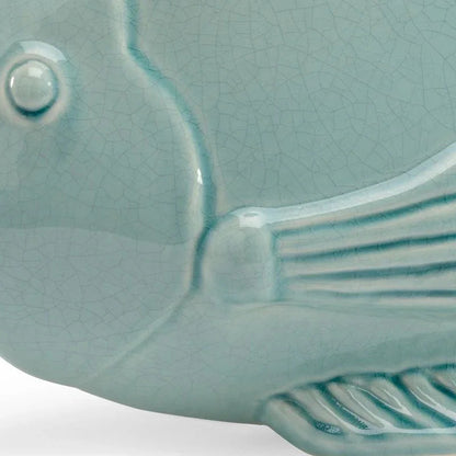 Porcelain Made Celadon Fish Sculpture - LOOMLAN - Chelsea House - Statues & Sculptures