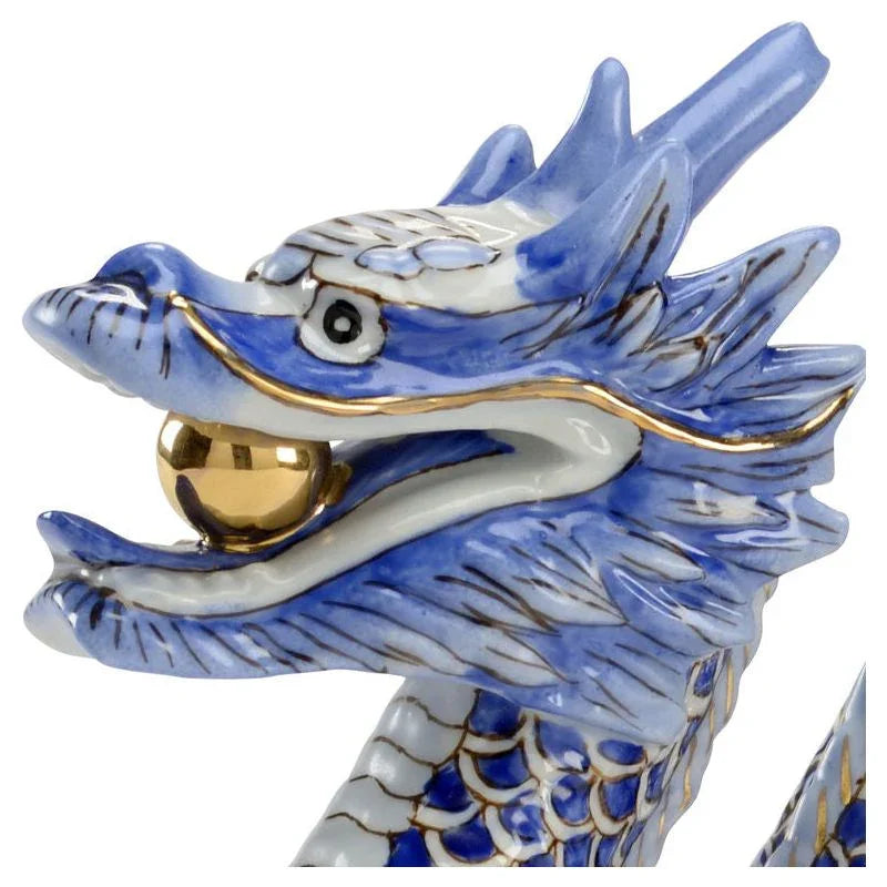 Porcelain Made Hand Painted Dragon Sculpture - LOOMLAN - Chelsea House - Statues & Sculptures