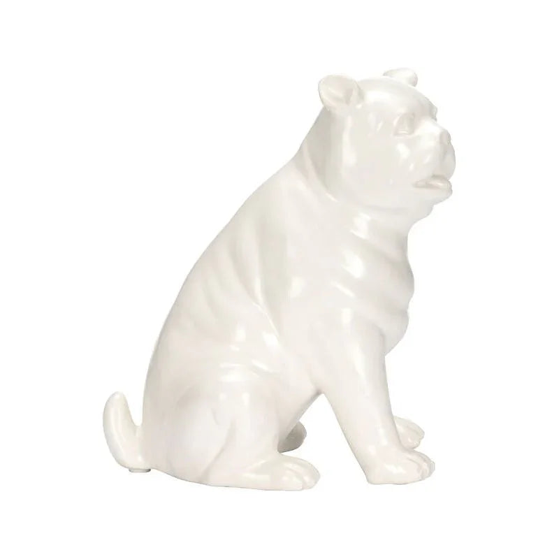 Porcelain Made White Standing Pug Sculpture - LOOMLAN - Chelsea House - Statues & Sculptures