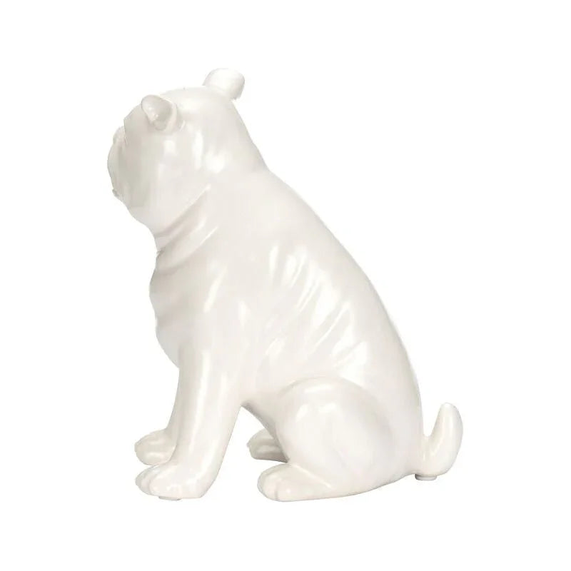 Porcelain Made White Standing Pug Sculpture - LOOMLAN - Chelsea House - Statues & Sculptures