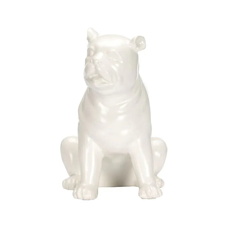 Porcelain Made White Standing Pug Sculpture - LOOMLAN - Chelsea House - Statues & Sculptures