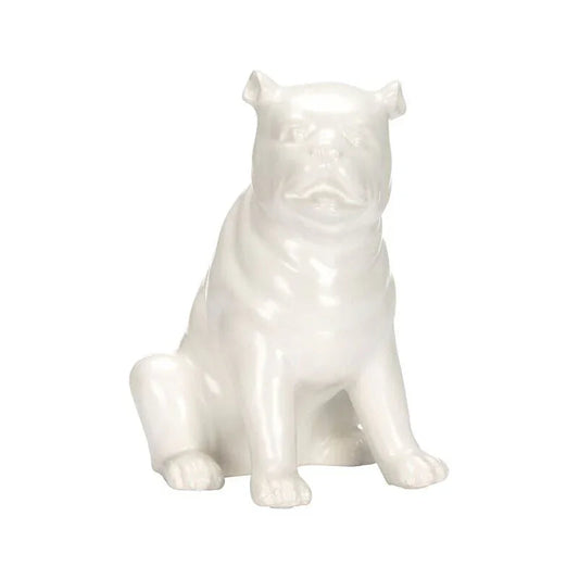 Porcelain Made White Standing Pug Sculpture - LOOMLAN - Chelsea House - Statues & Sculptures
