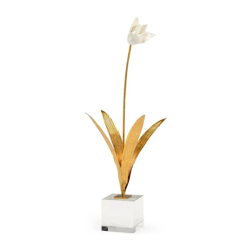 Porcelain Tulip In Stand Sculpture - LOOMLAN - Chelsea House - Statues & Sculptures