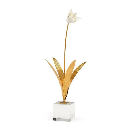 Porcelain Tulip In Stand Sculpture - LOOMLAN - Chelsea House - Statues & Sculptures
