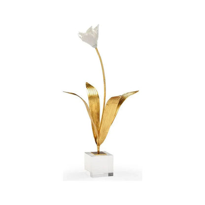 Porcelain Tulip On Stand Flower Sculpture - LOOMLAN - Chelsea House - Statues & Sculptures