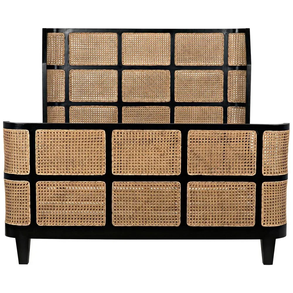 Porto Wooden Hand Rubbed Black Queen Bed - LOOMLAN - Noir - Beds