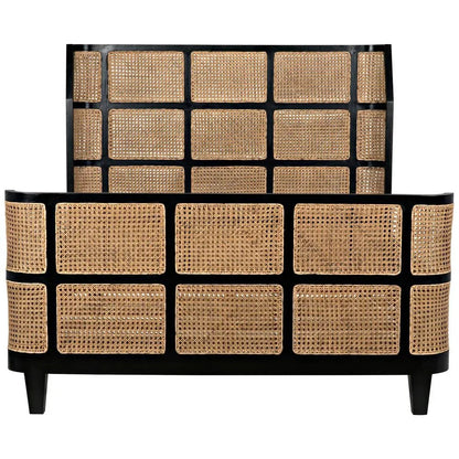 Porto Wooden Hand Rubbed Black Queen Bed - LOOMLAN - Noir - Beds