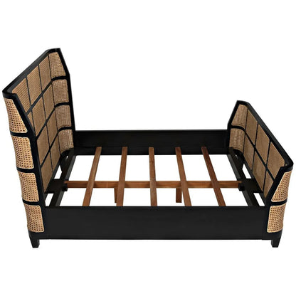 Porto Wooden Hand Rubbed Black Queen Bed - LOOMLAN - Noir - Beds
