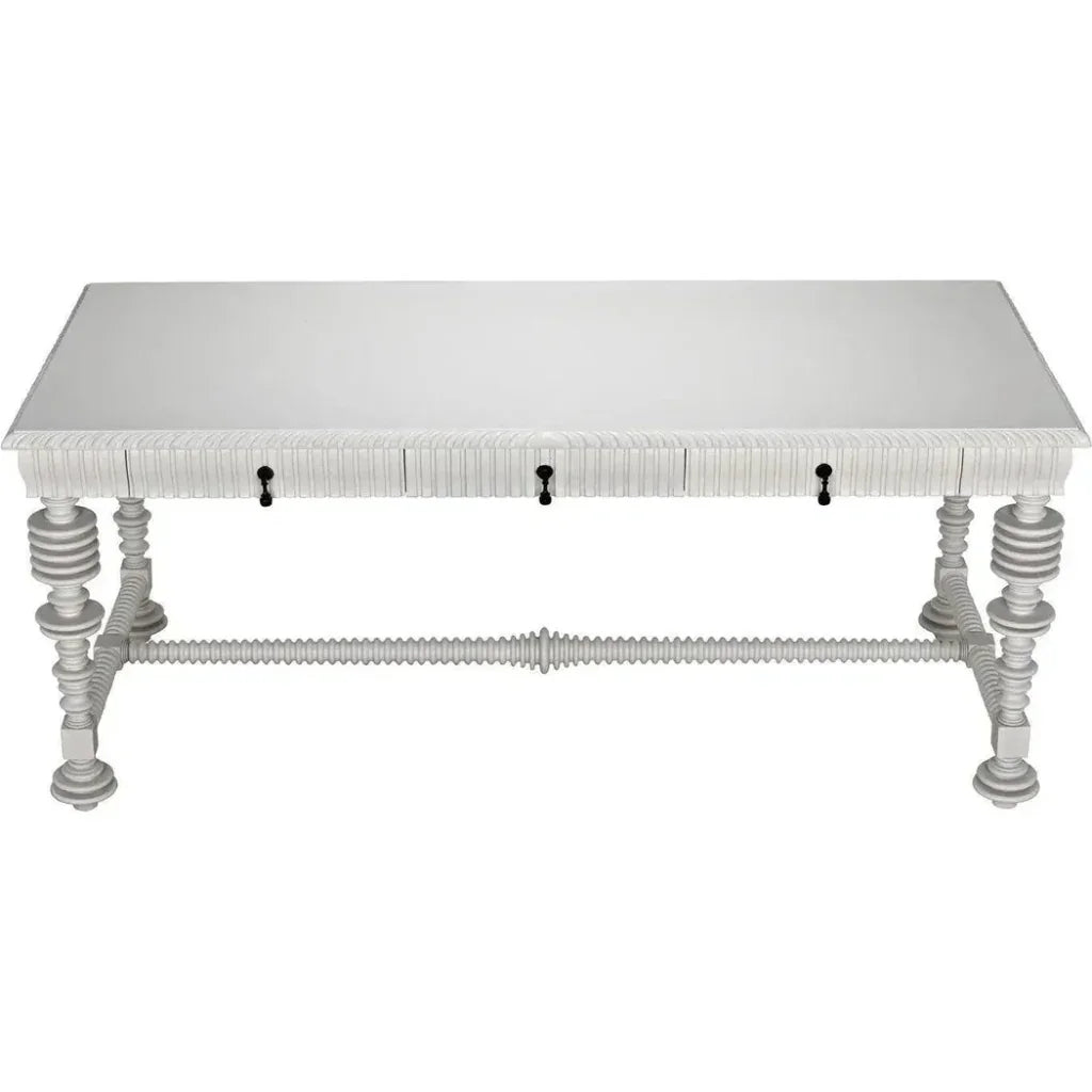 Portuguese Carved Wooden Desk-Home Office Desks-Noir-LOOMLAN