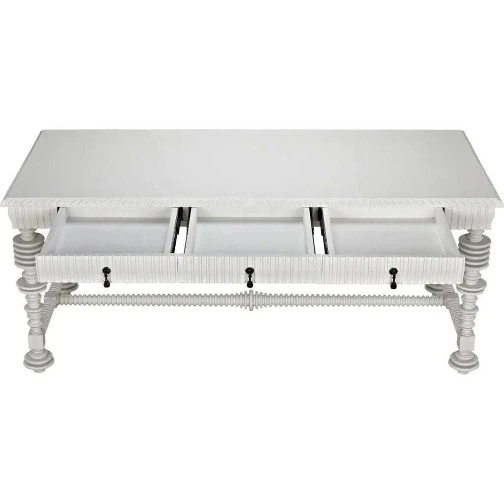 Portuguese Carved Wooden Desk-Home Office Desks-Noir-LOOMLAN