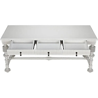 Portuguese Carved Wooden Desk-Home Office Desks-Noir-LOOMLAN