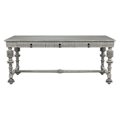 Portuguese Carved Wooden Desk-Home Office Desks-Noir-LOOMLAN