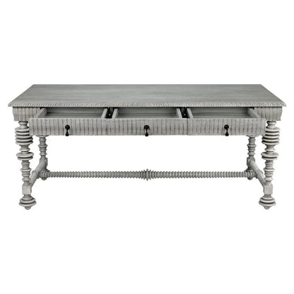 Portuguese Carved Wooden Desk-Home Office Desks-Noir-LOOMLAN