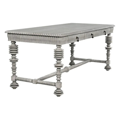 Portuguese Carved Wooden Desk-Home Office Desks-Noir-LOOMLAN