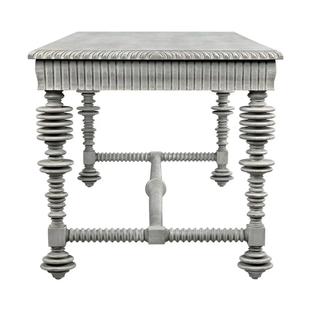 Portuguese Carved Wooden Desk-Home Office Desks-Noir-LOOMLAN