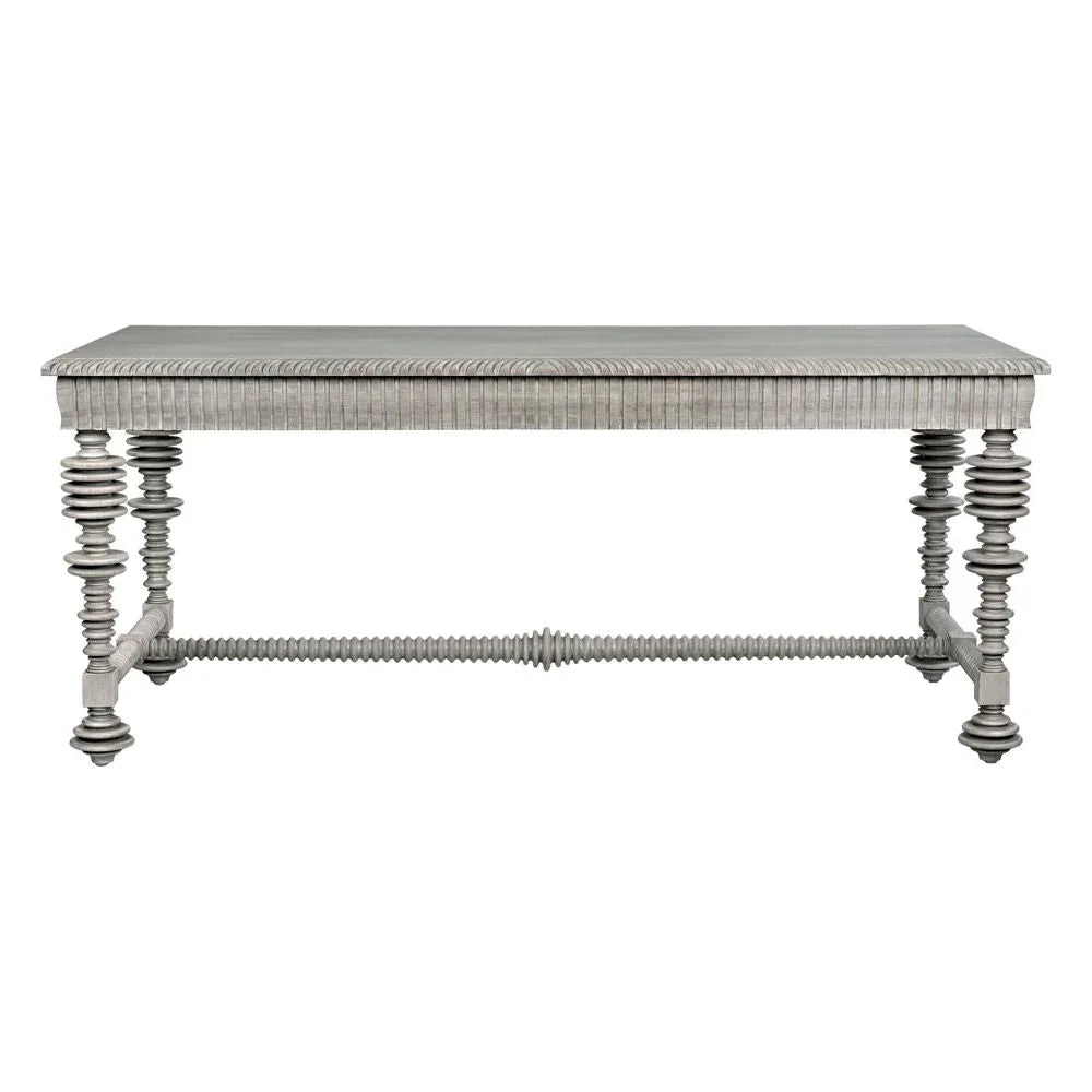 Portuguese Carved Wooden Desk-Home Office Desks-Noir-LOOMLAN