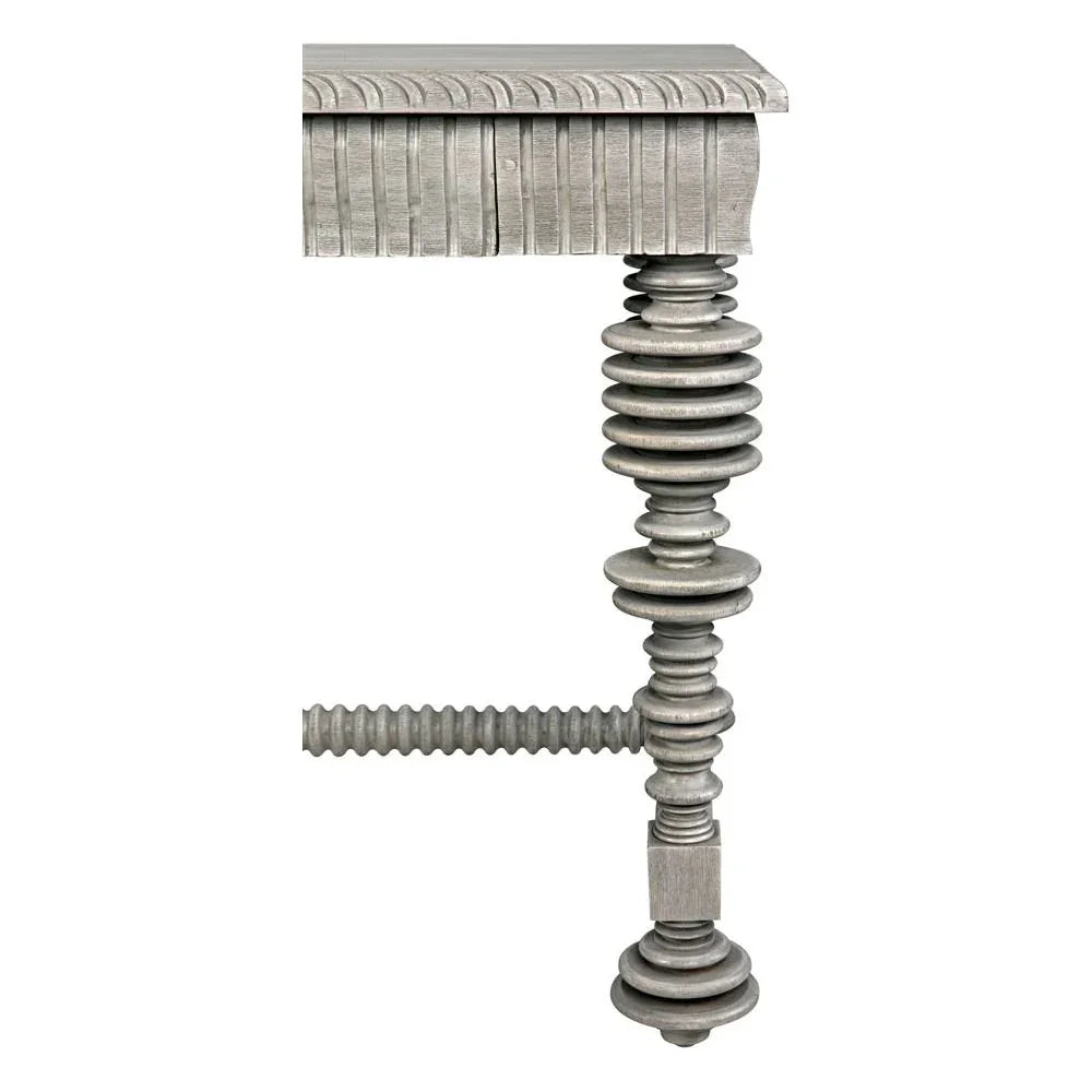 Portuguese Carved Wooden Desk-Home Office Desks-Noir-LOOMLAN