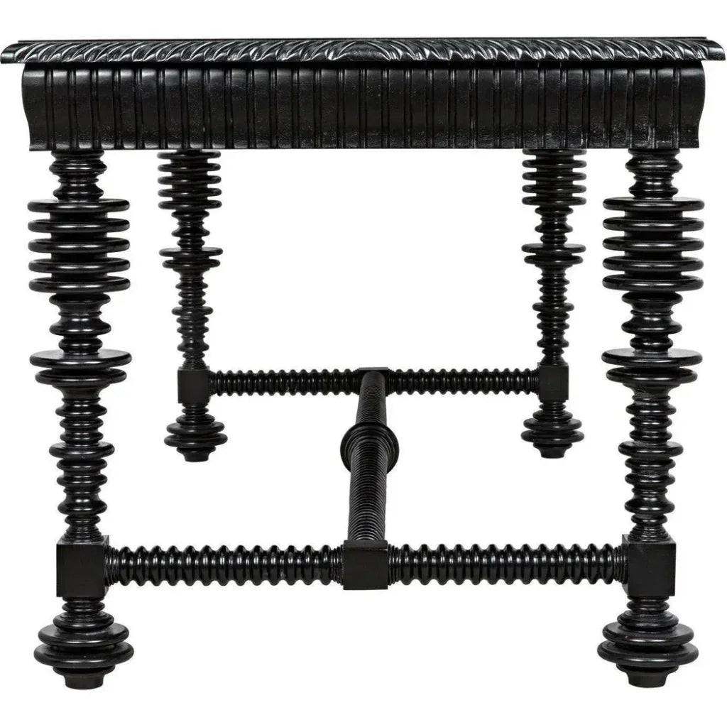 Portuguese Carved Wooden Desk-Home Office Desks-Noir-LOOMLAN